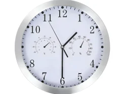 Reloj de pared de cuarzo higrómetro y termómetro 30 cm blanco ES591514