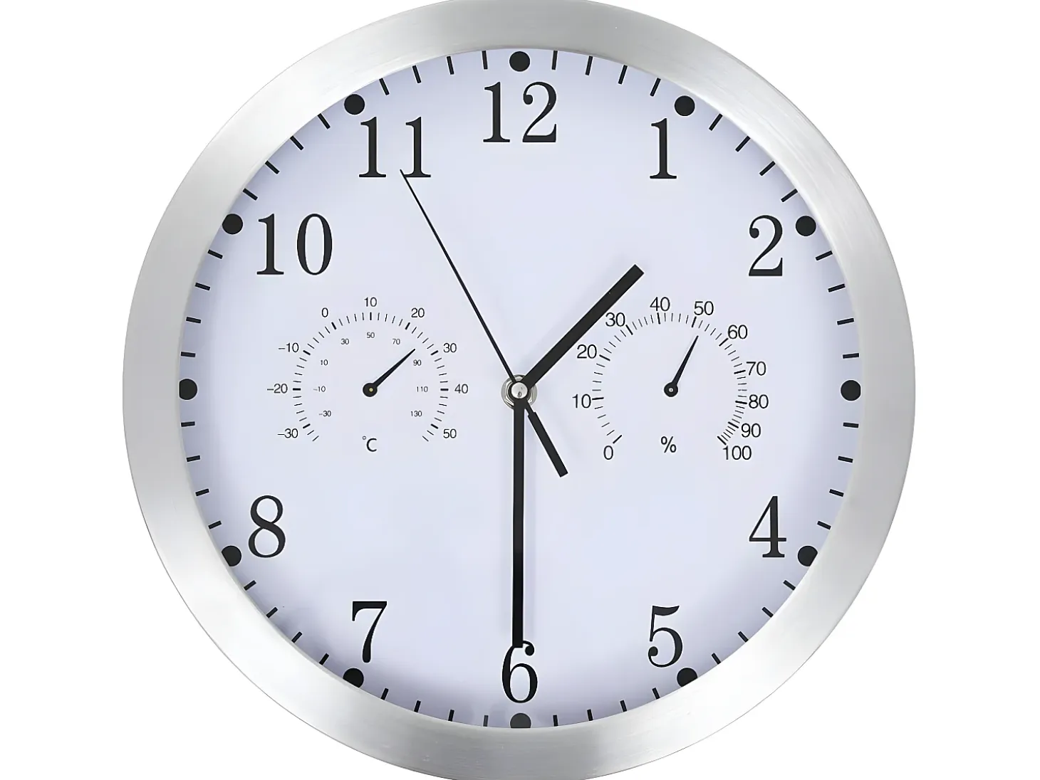 Reloj de pared de cuarzo higrómetro y termómetro 30 cm blanco ES591514