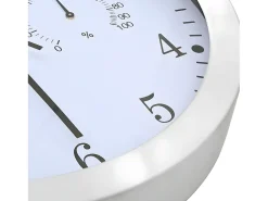 Reloj de pared de cuarzo higrómetro y termómetro 30 cm blanco ES591514