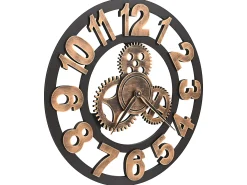 Reloj de pared de metal dorado y negro 58 cm ES302916