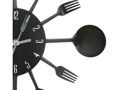 Reloj de pared diseño cuchara y tenedor negro 40 cm aluminio ES528387