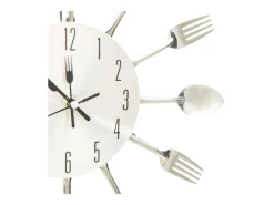 Reloj de pared diseño cuchara y tenedor plateado 31 cm aluminio ES906791