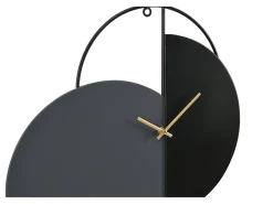 Reloj de pared diseño en metal - D. 45 x Alt. 77 x A. 4.5 cm - Negro y dorado - FERNIA