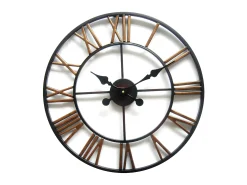 Reloj de pared industrial de hierro bronce y dorado diám 50 cm IRON