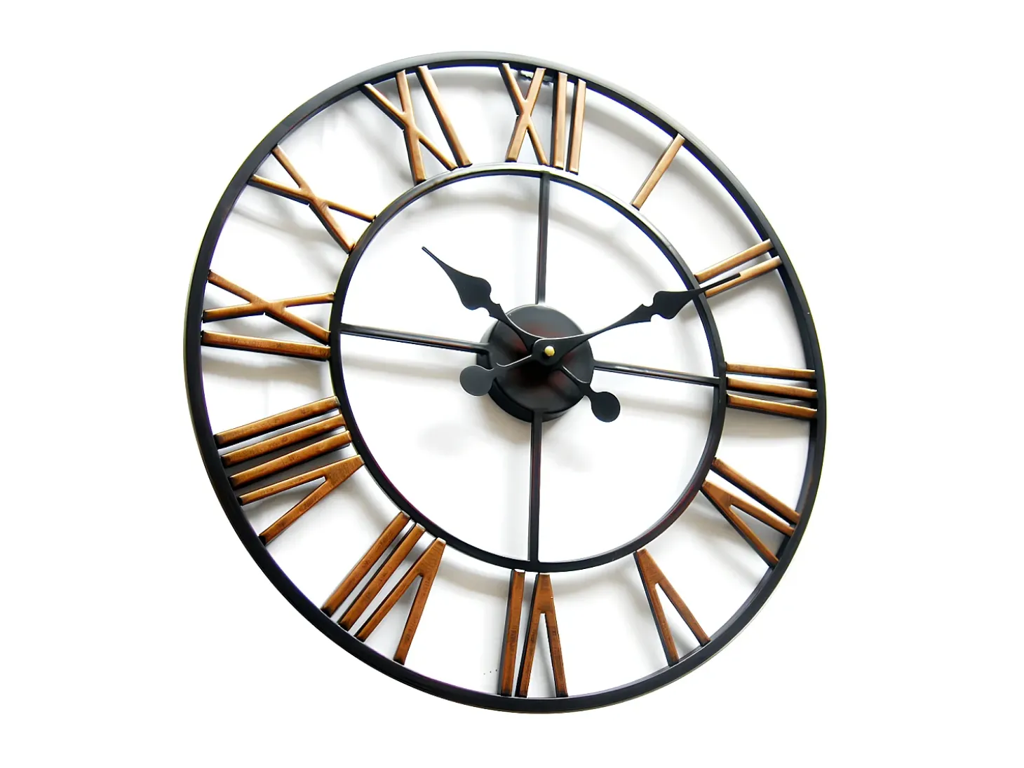 Reloj de pared industrial de hierro bronce y dorado diám 50 cm IRON