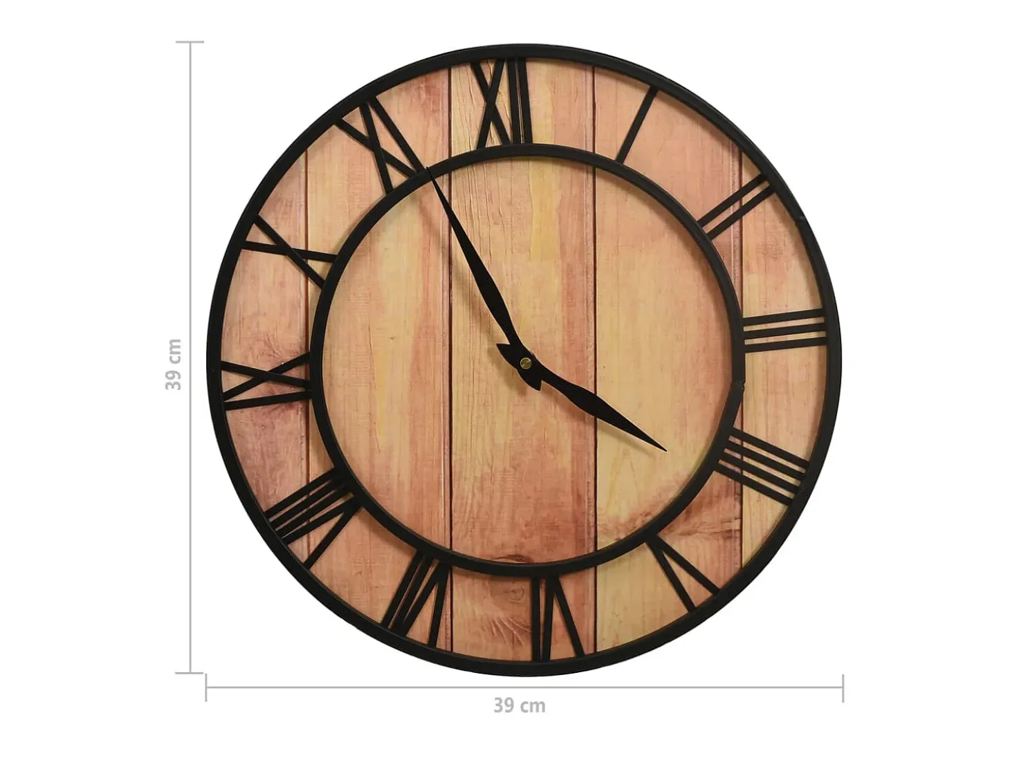 Reloj de pared MDF y hierro marrón y negro 39 cm ES943398