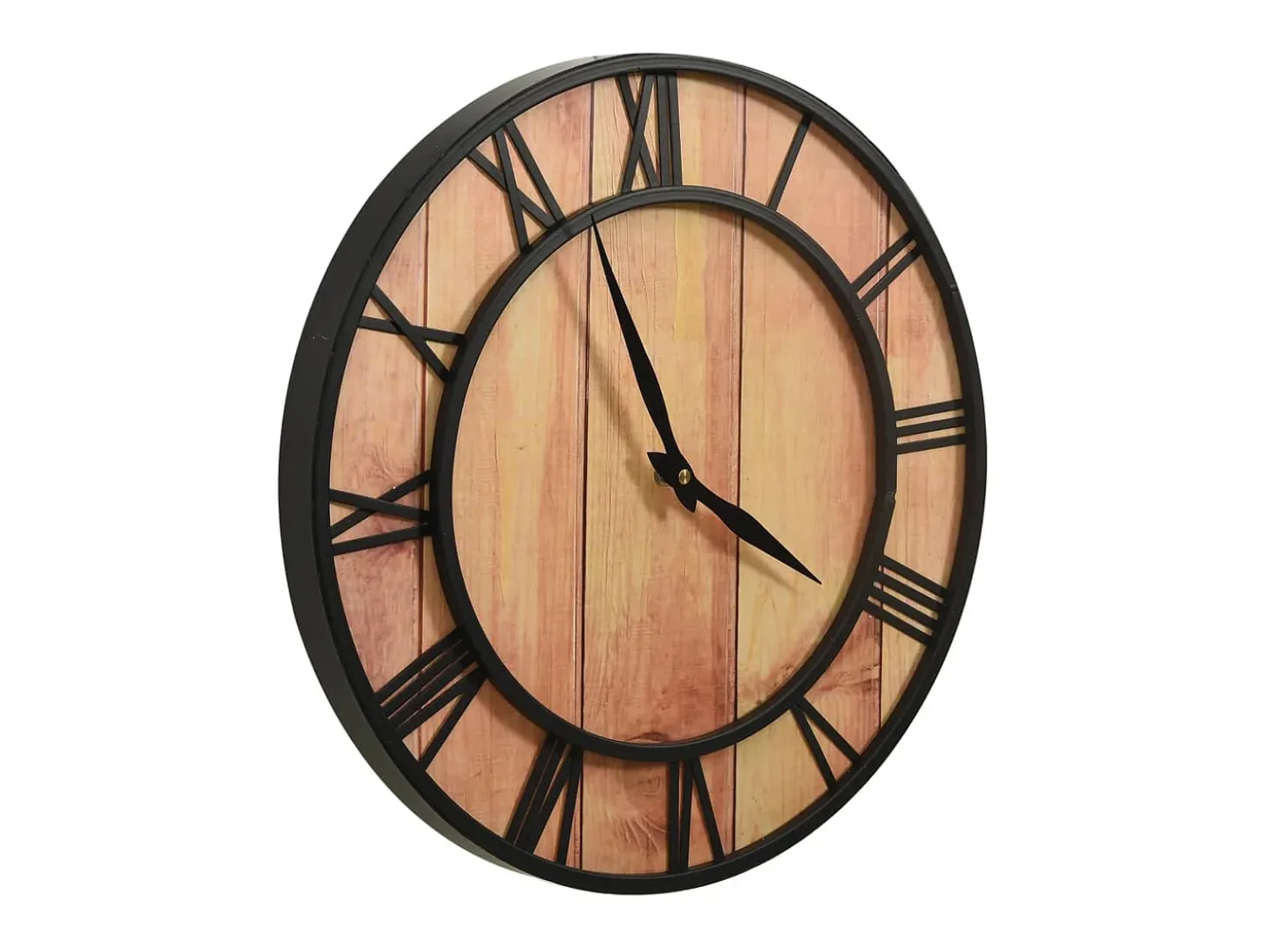 Reloj de pared MDF y hierro marrón y negro 39 cm ES943398