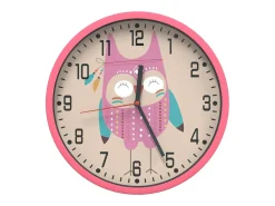 Reloj de pared poliestireno y cristal rosa Ø25,5 cm ES800693
