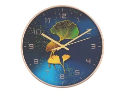 Reloj de pared poliestireno y cristal dorado y azul Ø29,5 cm ES832270