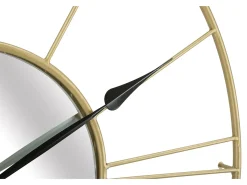 Reloj de pared redondo de metal dorado 80 cm con espejo Stick