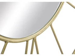 Reloj de pared redondo de metal dorado 80 cm con espejo Stick