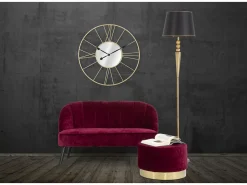 Reloj de pared redondo de metal dorado 80 cm con espejo Stick