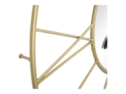 Reloj de pared redondo de metal dorado 80 cm con espejo Stick