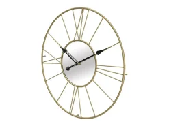 Reloj de pared redondo de metal dorado 80 cm con espejo Stick