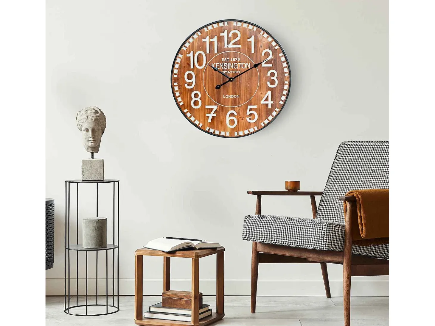 Reloj de Pared Vintage Madera Oscura Ø60cm Thinia Home