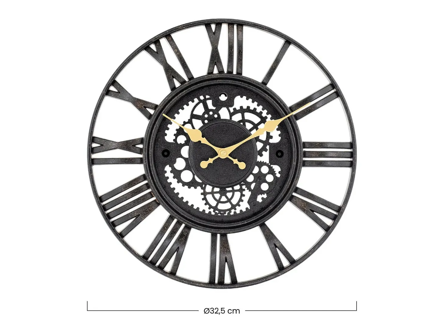 Reloj de Pared Vintage Troquelado Negro/Dorado Ø38 cm Thinia Home