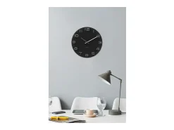 Reloj redondo de cristal vintage 35 cm Negro