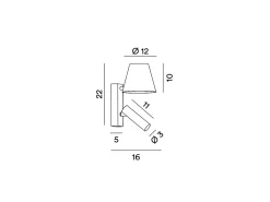 Reverse - Aplique LED de pared para dormitorio de metal, 6 W, 3000 K, 480 lm, regulable, luz en el difusor - Perenz - Marrón metalizado
