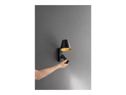 Reverse - Aplique LED de pared para dormitorio de metal, 6 W, 3000 K, 480 lm, regulable, luz en el difusor - Perenz - Marrón metalizado