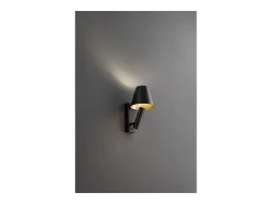 Reverse - Aplique LED de pared para dormitorio de metal, 6 W, 3000 K, 480 lm, regulable, luz en el difusor - Perenz - Negro