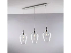 Riel de hierro Ares con cristal pyrex transparente 3 luces L.75 X 10 BL273-BIN3-TR