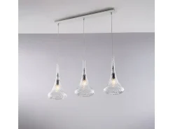 Riel de hierro Nemesis con cristal pyrex transparente 3 luces L.75 X 10 BL280-BIN3-TR
