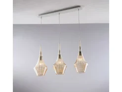Riel de hierro Zeus con cristal pyrex ámbar 3 luces L.75 X 10 BL270-BIN3-AM