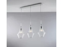 Riel de hierro Zeus con cristal pyrex transparente 3 luces L.75 X 10 BL270-BIN3-TR