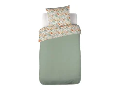Ropa de cama de algodón reversible impreso otoño, 1 plaza verde