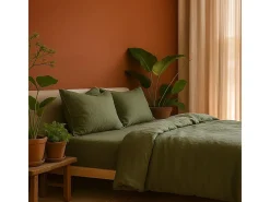 Ropa de cama de gasa de algodón caqui 240 x 260 cm