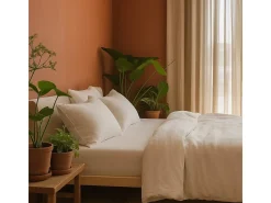 Ropa de cama de gasa de algodón blanca 240 x 220 cm