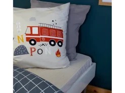 Ropa de cama de microfibra reversible con estampado de bombero, 1
