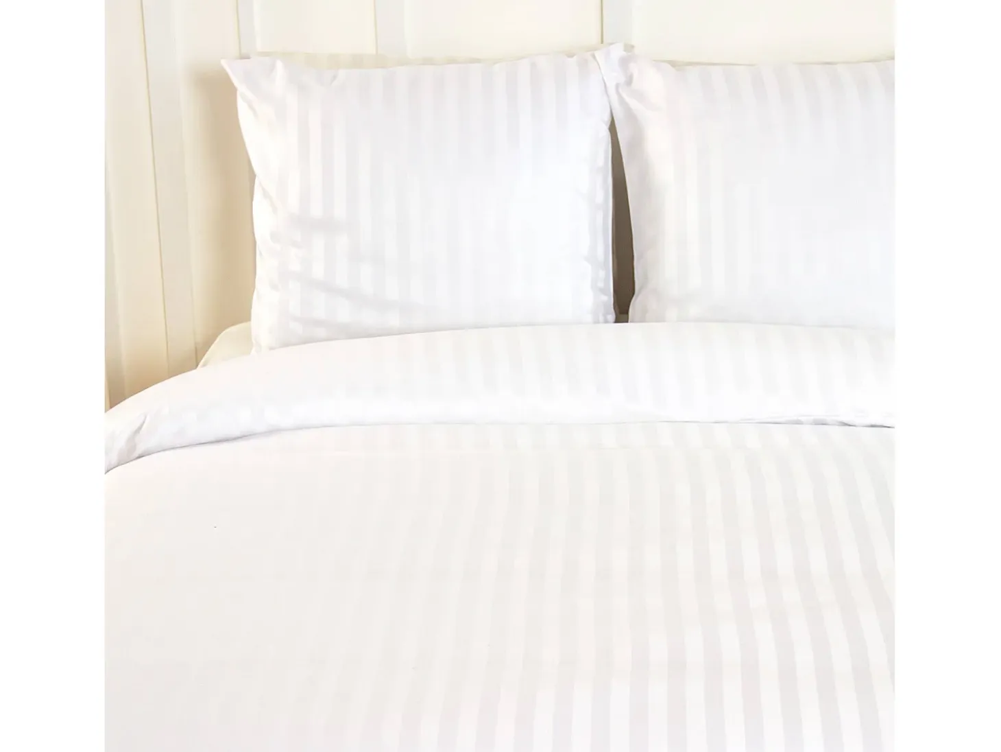 Ropa de cama de poliéster efecto satén con finas rayas blanco, 2