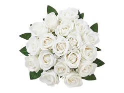 Rosa Artificial SucceBuy Flores Artificiales 508 mm, Ramos de Flores Artificiales Aspecto Realista con Cabeza de Rosa de 70 mm, Lote de 120, Blanco
