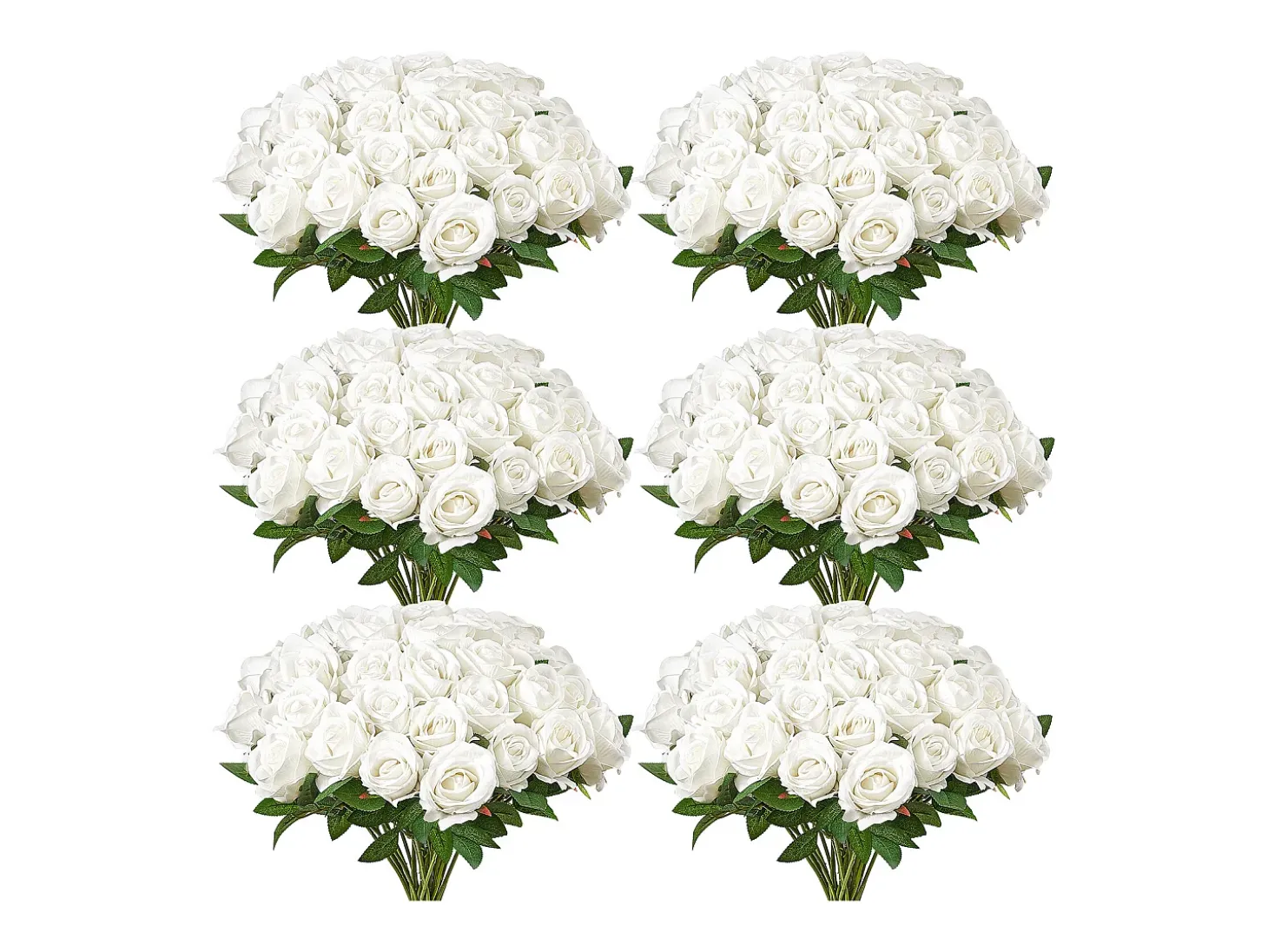 Rosa Artificial SucceBuy Flores Artificiales 508 mm, Ramos de Flores Artificiales Aspecto Realista con Cabeza de Rosa de 70 mm, Lote de 120, Blanco