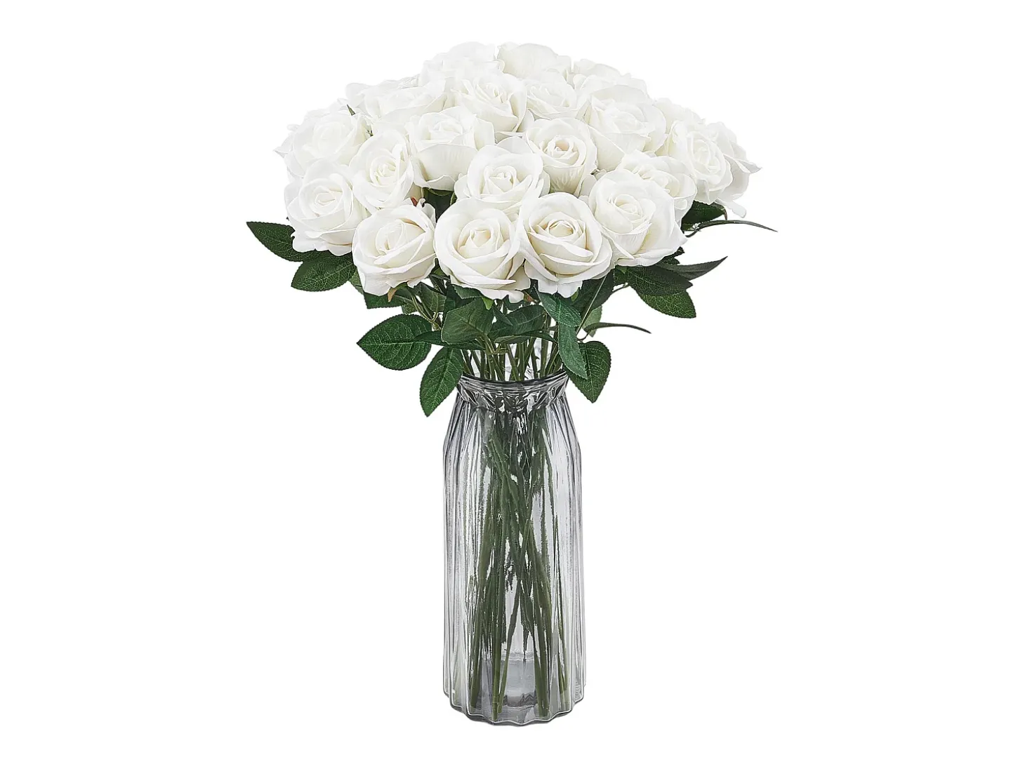 Rosa Artificial SucceBuy Flores Artificiales 508 mm, Ramos de Flores Artificiales Aspecto Realista con Cabeza de Rosa de 70 mm, Lote de 60, Blanco