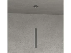 Round Tube Sospensione 1 Luce Grigio Antracite Cavo Cm.250 Con Base