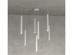 Round Tube Sospensione 7 Luci Grigio Cavo Cm.250 Con Base