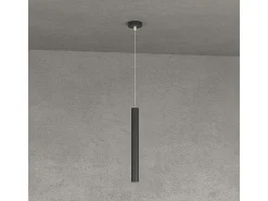 Round Tube Sospensione 1 Luce Nero Cavo Cm.250 Con Base