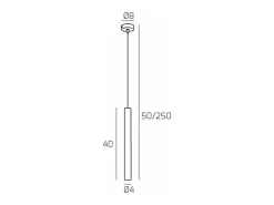 Round Tube Sospensione 1 Luce Nero Cavo Cm.250 Con Base