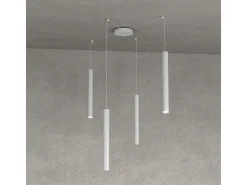 Round Tube Sospensione 4 Luci Grigio Cavo Cm.250 Con Base