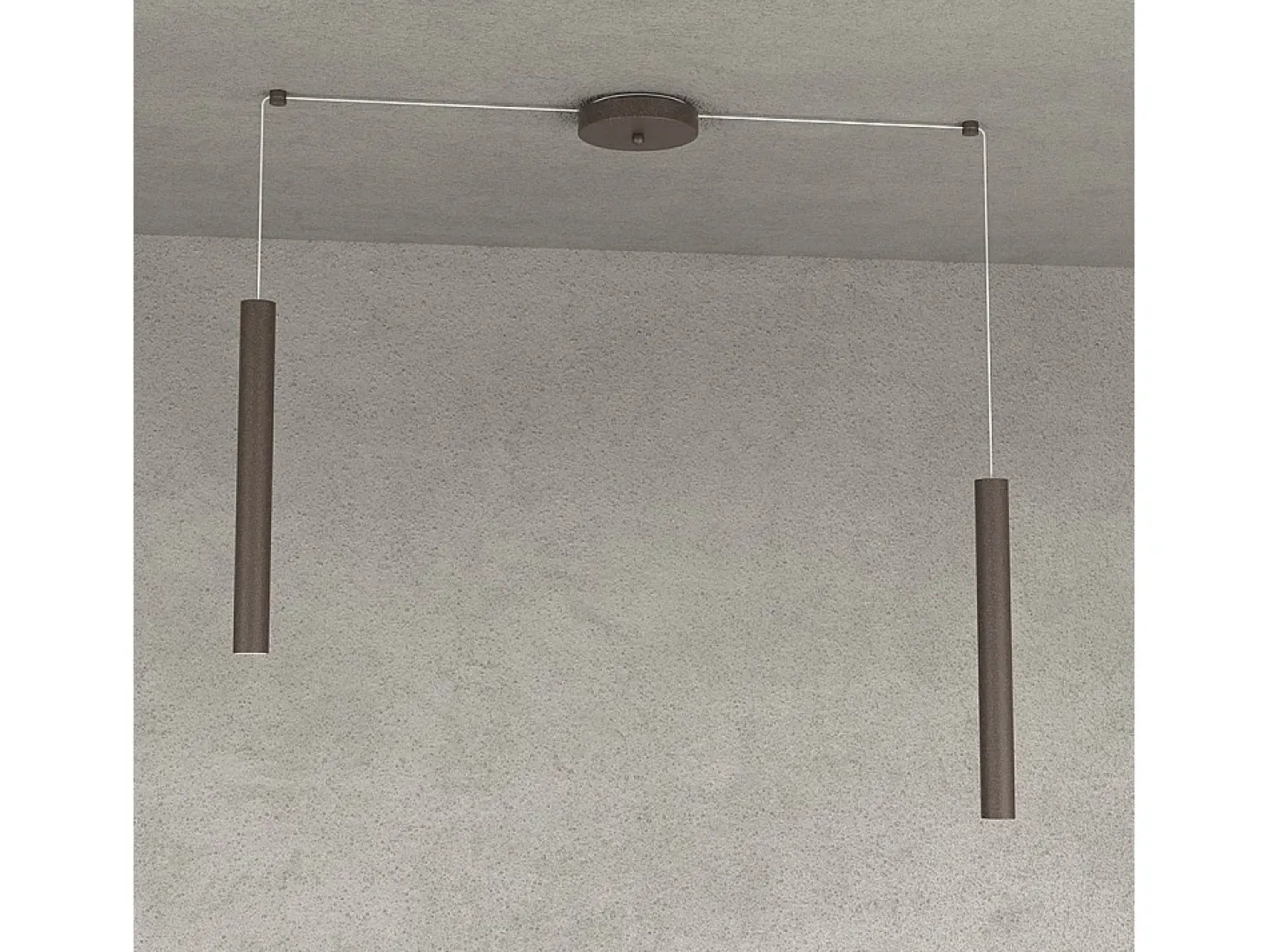 Round Tube Sospensione 2 Luci Marrone Cavo Cm.250 Con Base