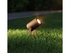 Sair XL - Foco LED redondo de 20 W IP65 Corten 3000K - Luz de jardín para plantas o setos h38cm - Beneito faure