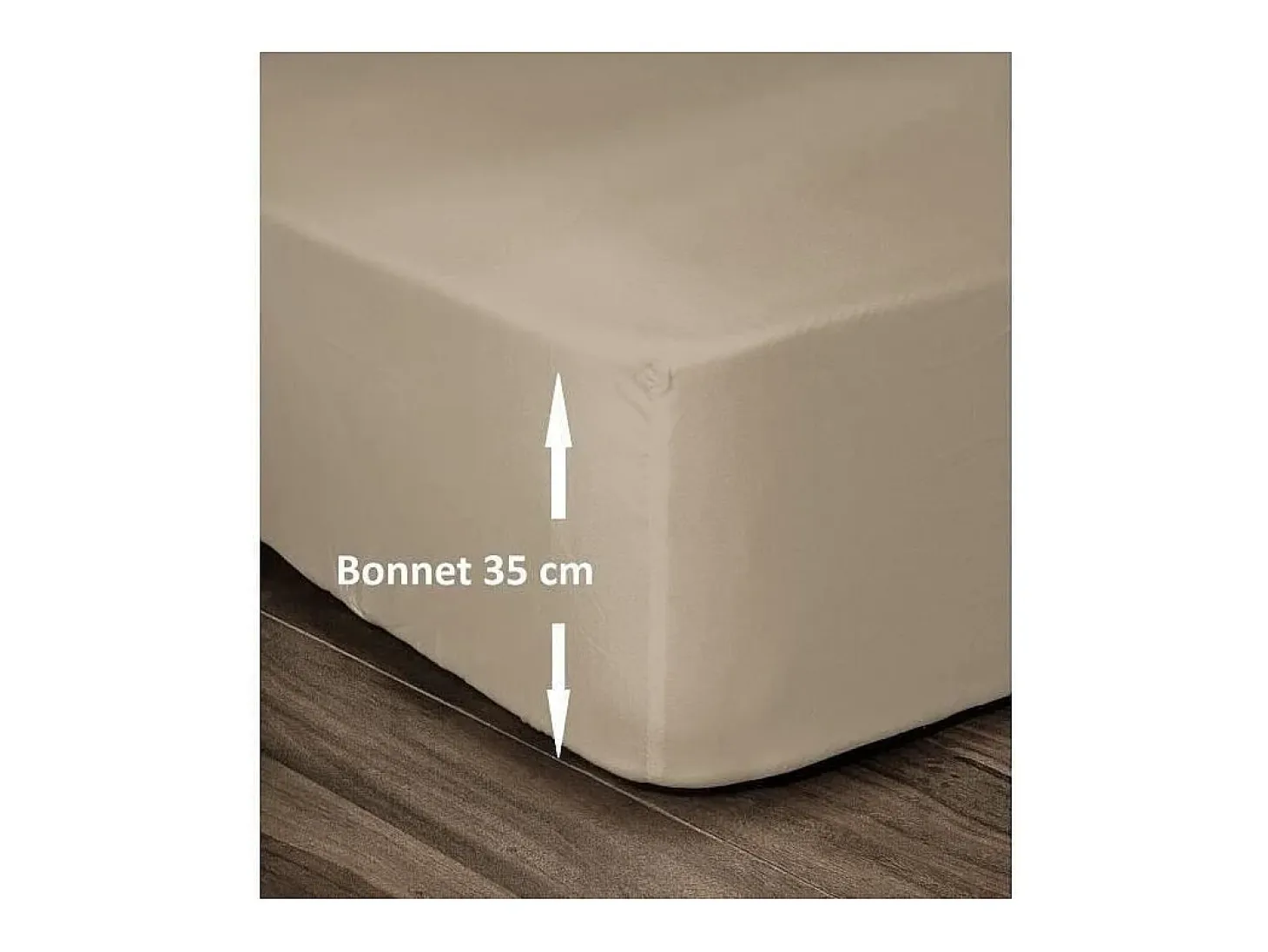 Sábana Ajustable 100% Algodón 160x200cm - Beige con Faldón de 35cm