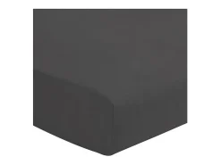 Sábana Ajustable Lisa 100% Algodón Gris Oscuro 140x190 cm - Profundidad 25cm