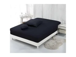 Sábana Ajustable 200x200 + 25 cm Negro 100% Algodón 57 Hilos Estilo Contemporáneo