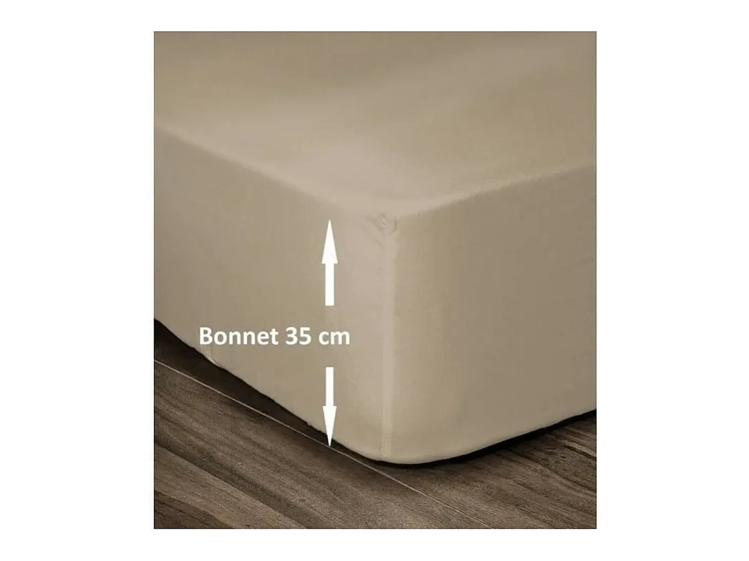 Sábana Bajera 100% Algodón 180 x 200 cm - Capó 35 cm - Beige