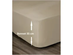 Sábana Bajera 100% Algodón 140 x 190 cm - Capó 35 cm - Beige