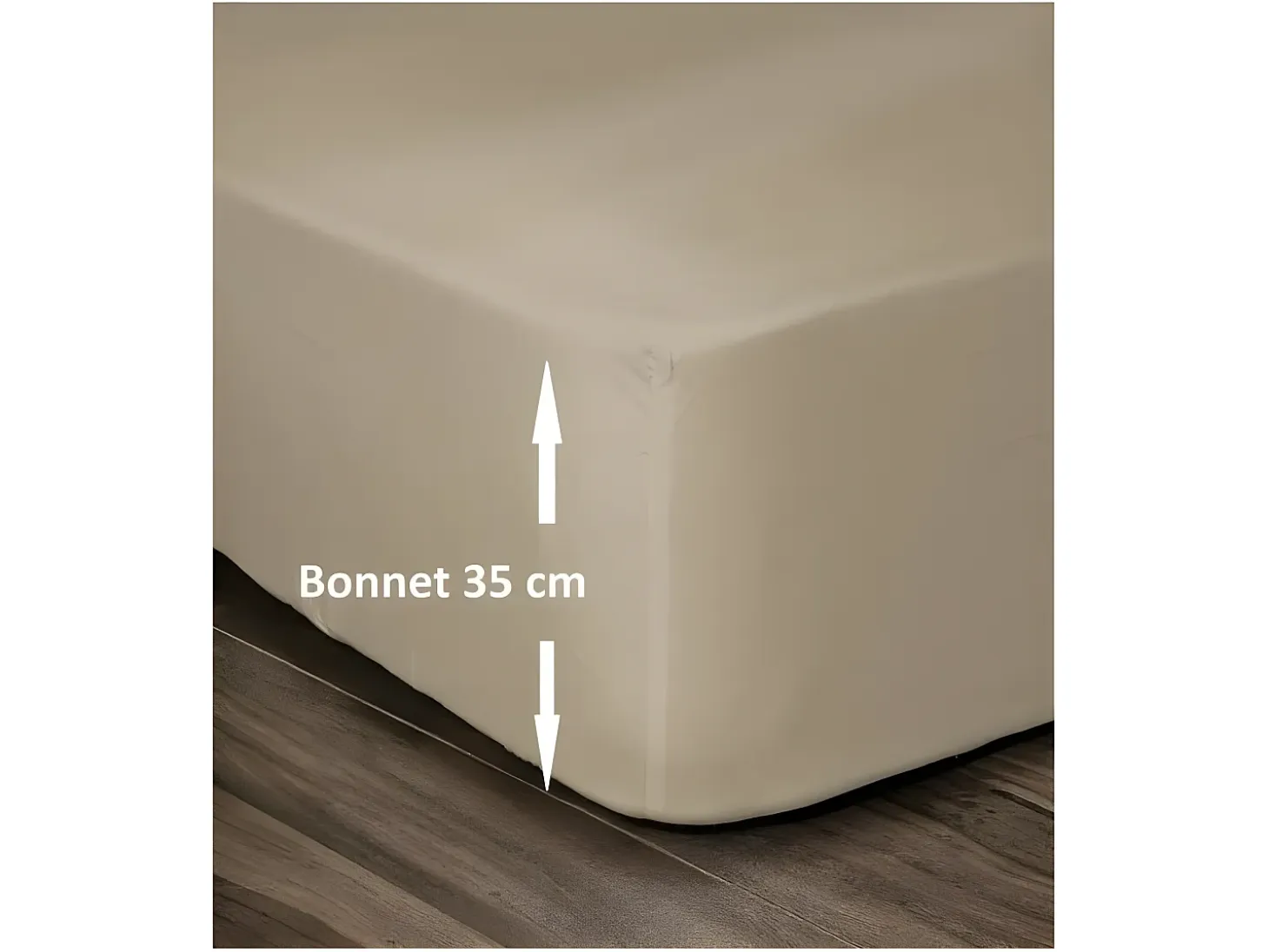 Sábana Bajera 100% Algodón 140 x 190 cm - Capó 35 cm - Beige