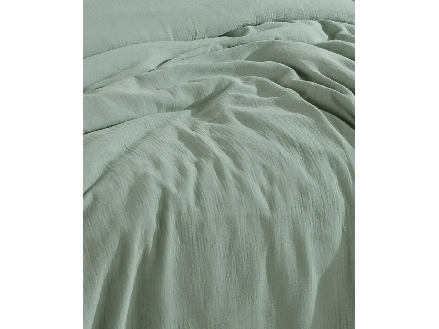 Sábana bajera gasa de algodón-Verde celadón